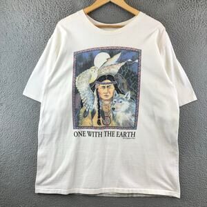 Native American Shirt XL Vintage 90s One With The Earth Nature Animal USA Tee